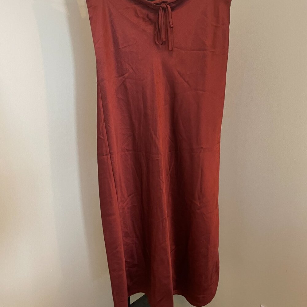MADEWELL Satin Slip Midi Skirt Burgandy